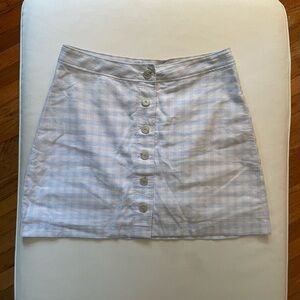 aritzia sunday best light blue checkered mini skirt